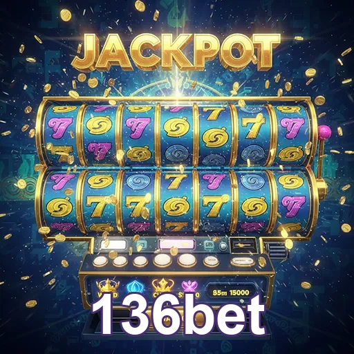Imagem de uma máquina caça-níqueis no site 136bet, destaque para a diversão e apostas em slots online.