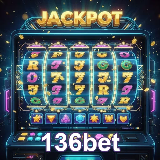 Imagem de uma máquina de slots no site 136bet, promovendo jogos de azar online com entretenimento e prêmios.